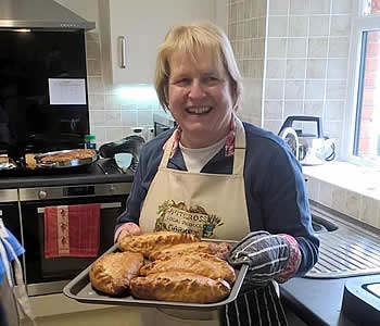 Hot pasties straight from the oven available.