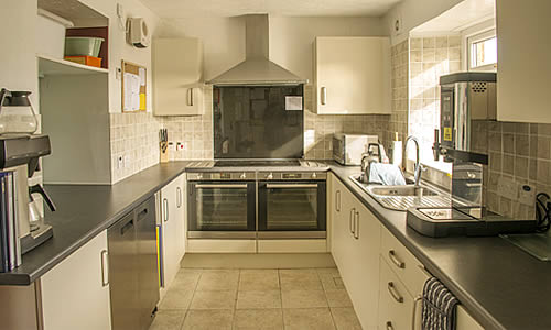 The kitchen at Whitecross Village Hall is modern and well equipped for functions and parties.